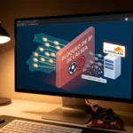 Ilustración del bloqueo de IPs de LaLiga interceptando el tráfico entre los usuarios españoles y un servidor de Cloudflare, con el error ERR_CONNECTION_TIMED_OUT