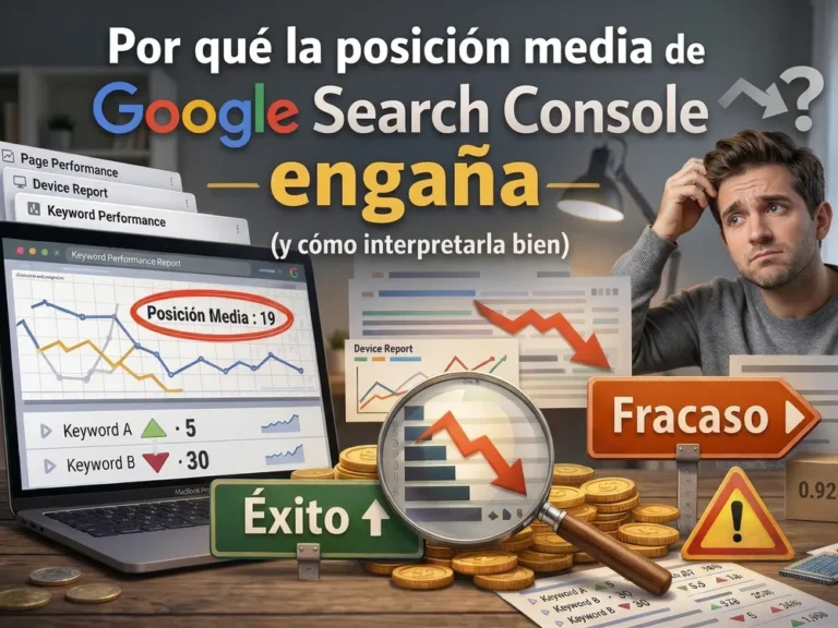 Imagen con gráficas subiendo y bajando de Google Search Console.