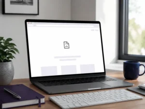 Monitor de oficina mostrando una página web caída