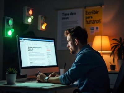Ilustración mostrando la duda entre Hacer caso al semaforo de YOAST o escribir para humanos